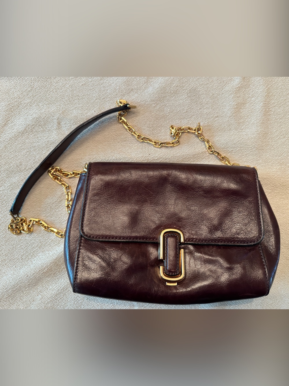 Vintage Marc Jacobs Oxblood Leather Chain Crossbody | Gold Hardware